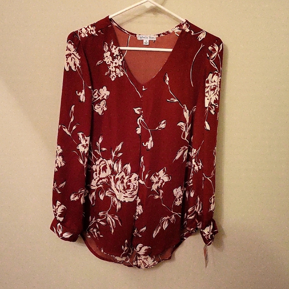 Ophelia Roe Size Small Burgundy Blouse
